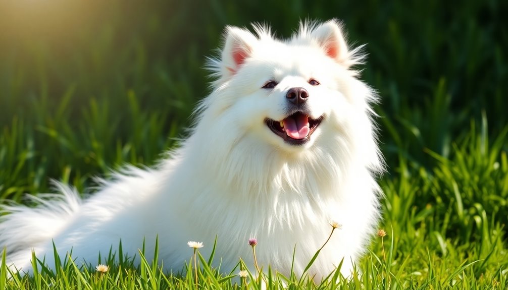 smiling fluffy canine companion