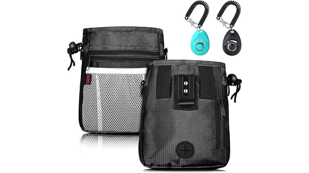 black dog treat pouch