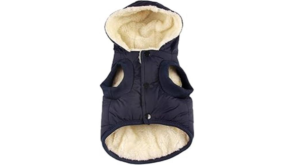 blue fleece lined small dog hoodie