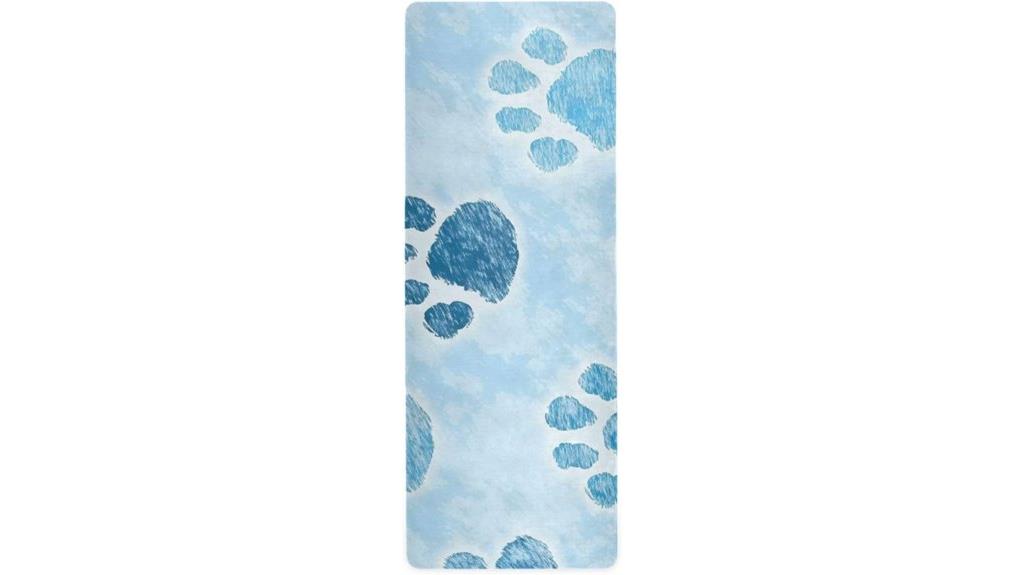 blue paw print yoga mat