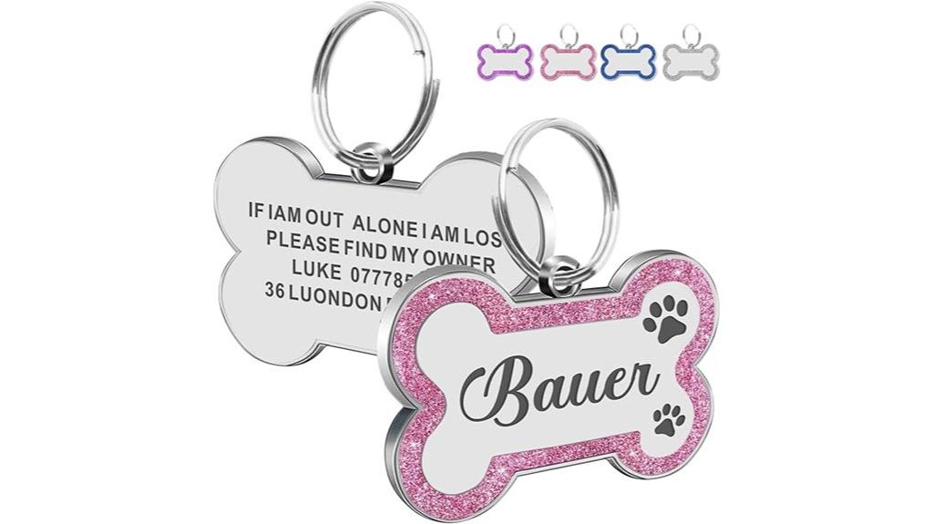 custom glitter bone tags