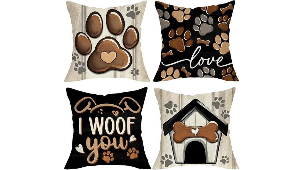 dog paw print pillow set