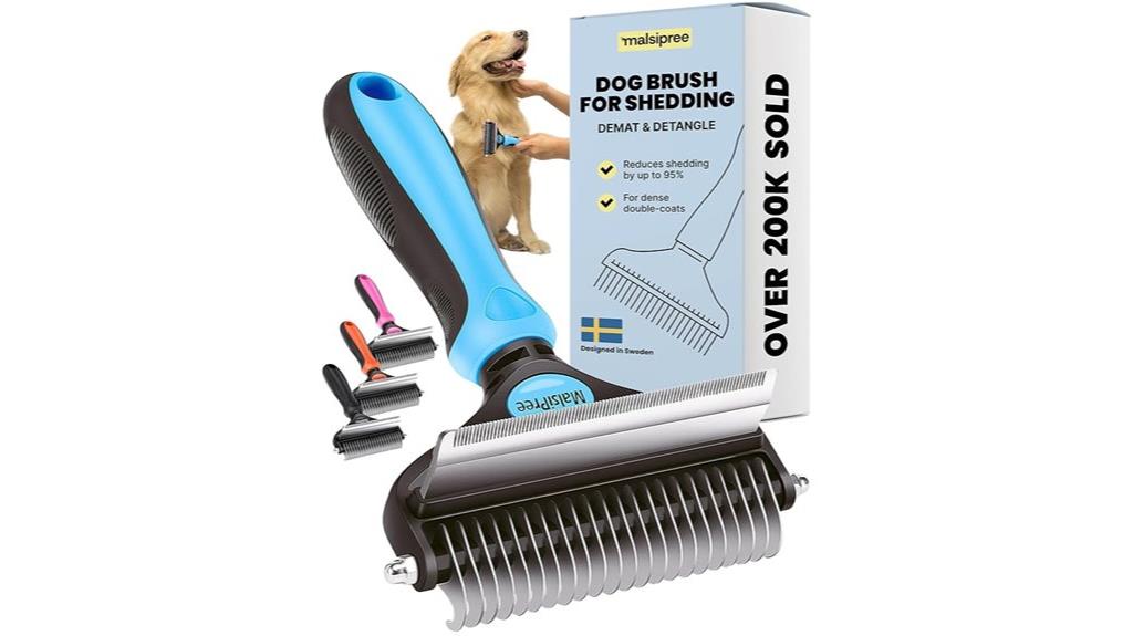 dog shedding brush blue