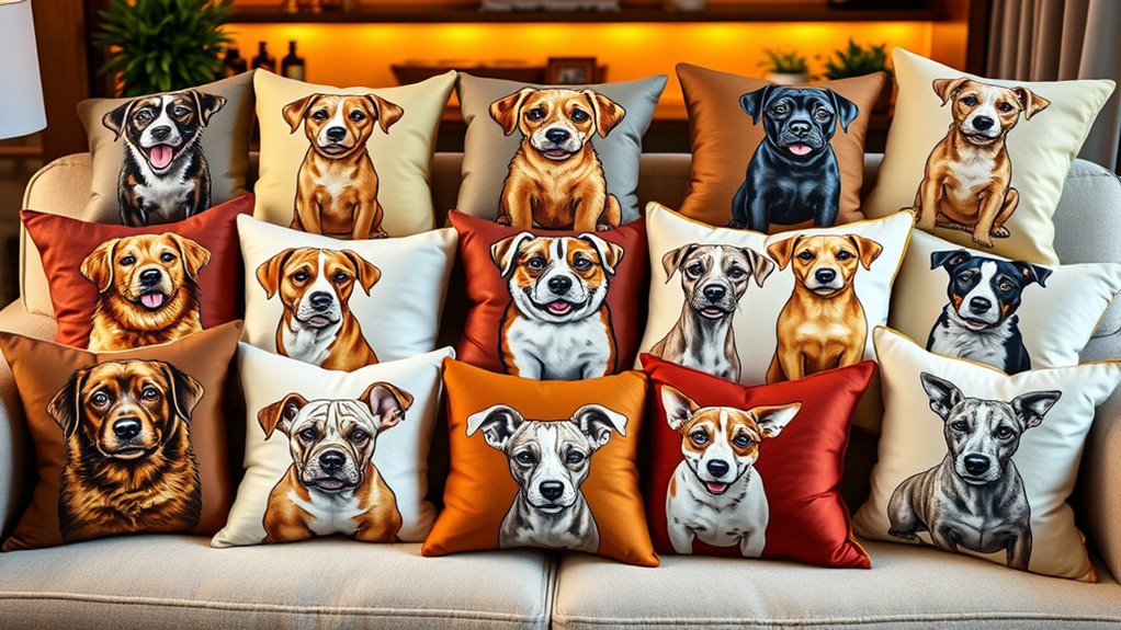 dog themed cozy pillow collection