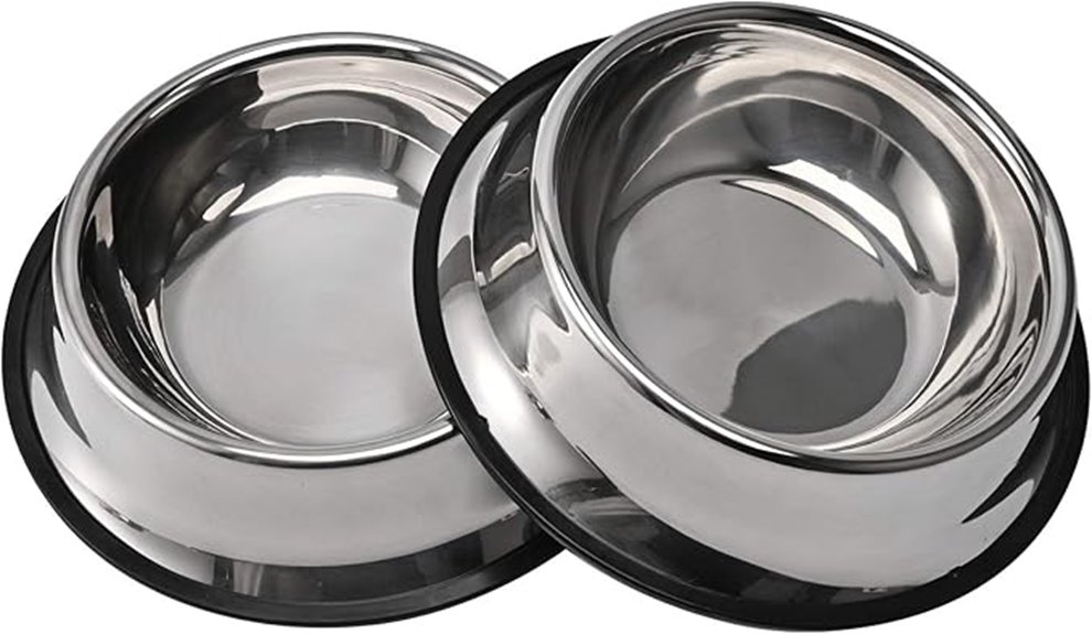 dual stainless steel bowls