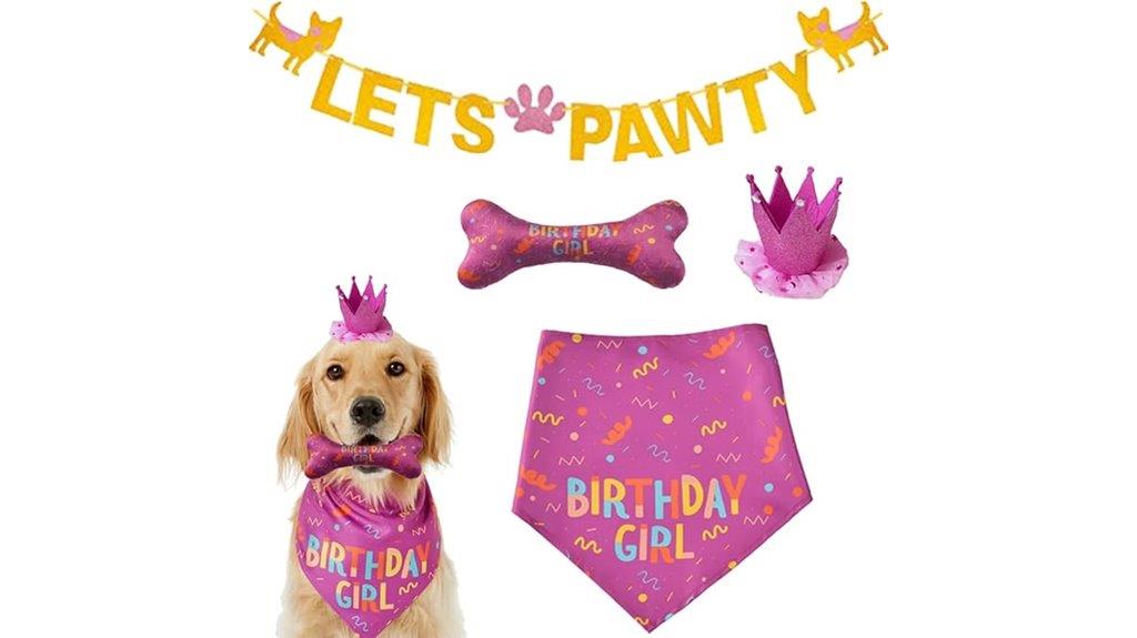 large pink dog party set