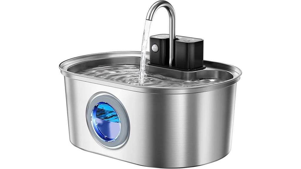 large stainless steel fountain