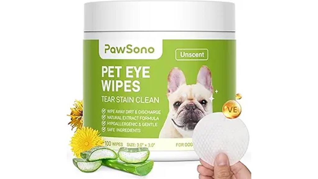 pet eye wipes hypoallergenic 100 pack