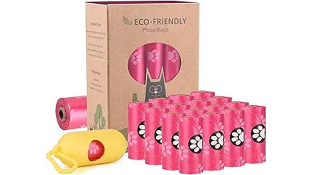 pink biodegradable poop bags