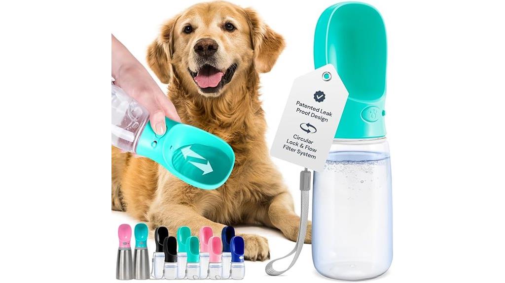 portable blue dog bottle