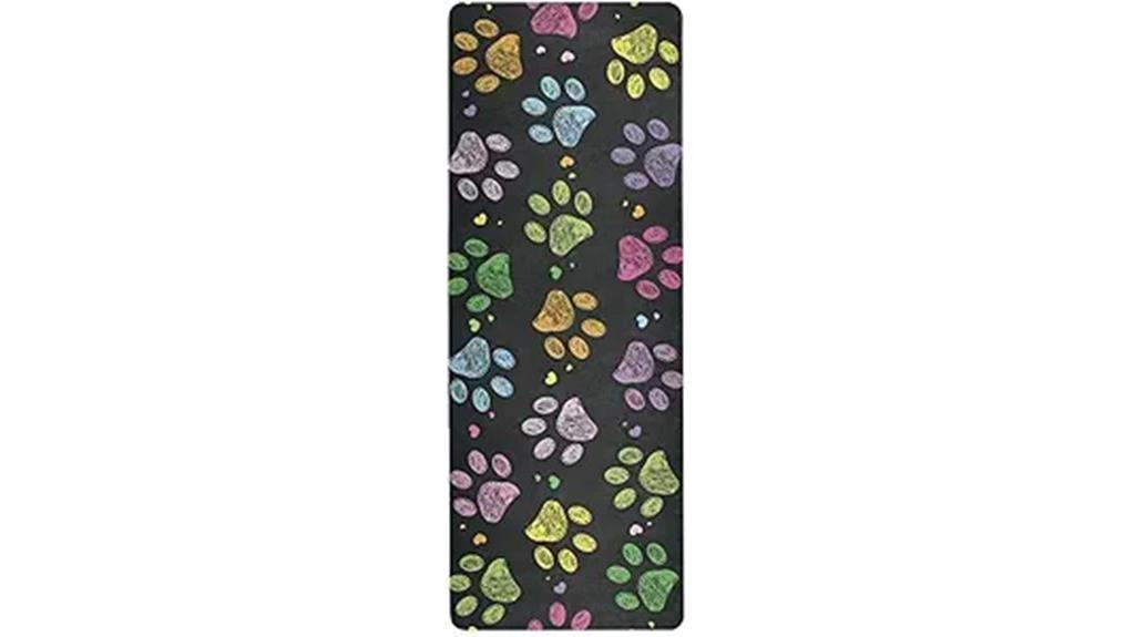 slim black paw print mat