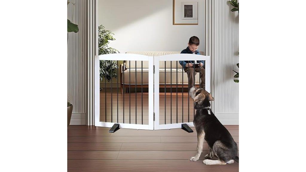 wooden freestanding dog gate