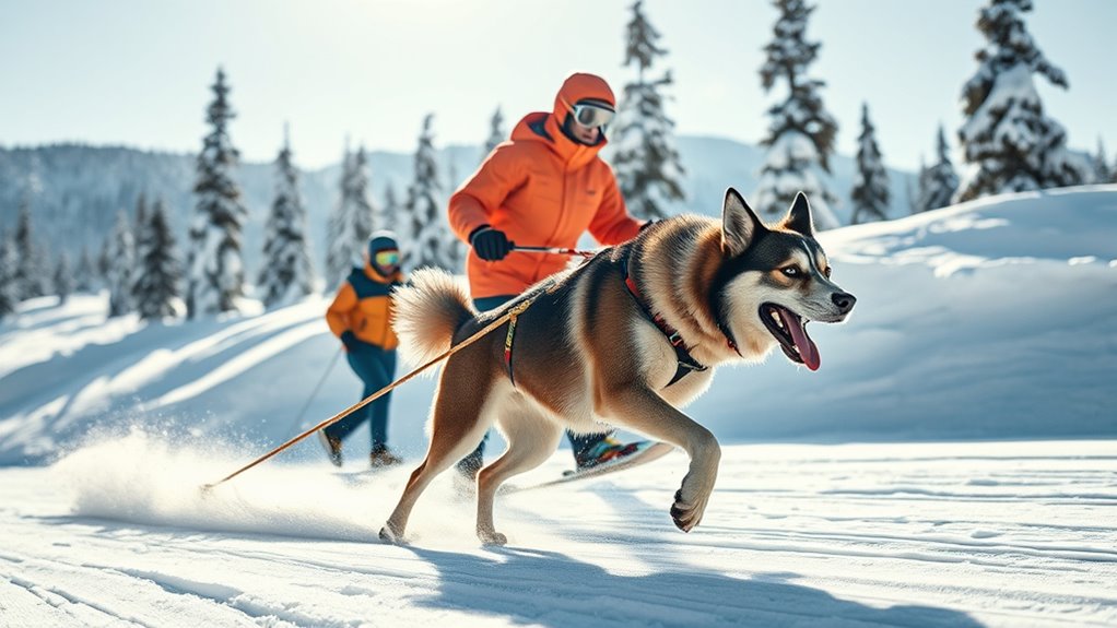 skiing with dog assistance