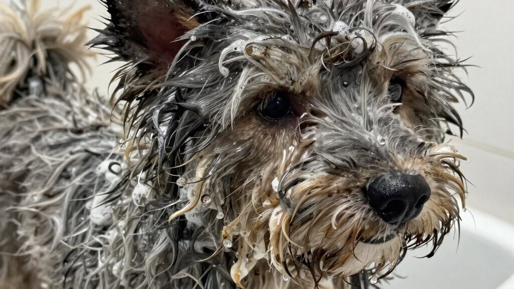 dense fur traps dirt moisture