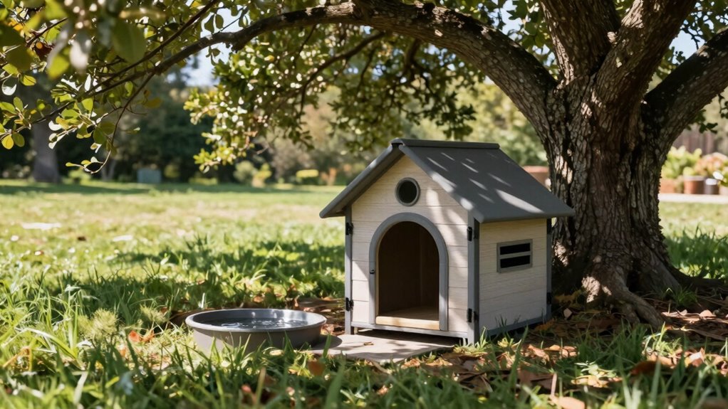 optimal shaded dog house placement