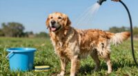 outdoor muddy dog rinse