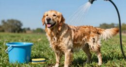 outdoor muddy dog rinse