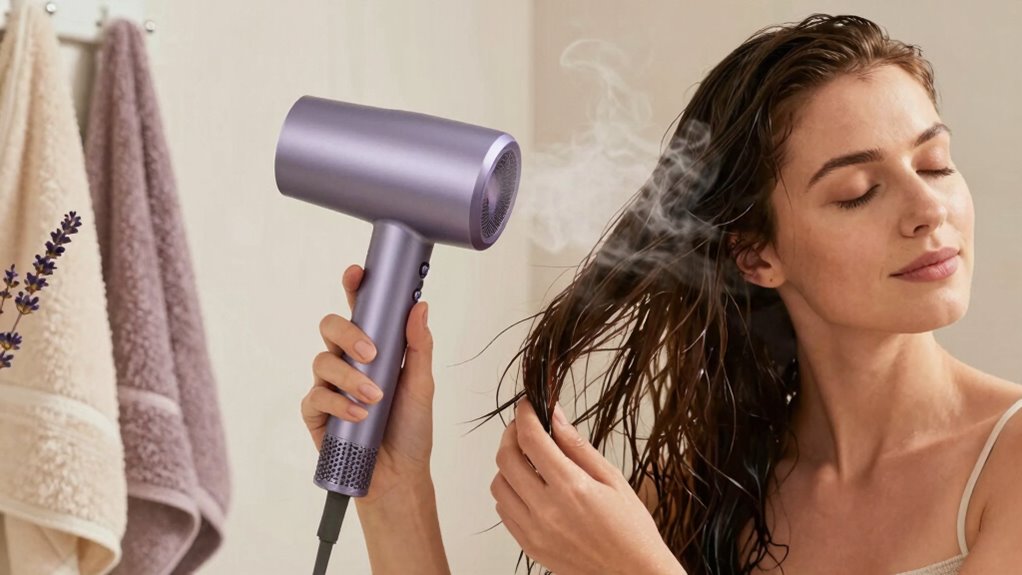 relaxing blow drying with mindfulness