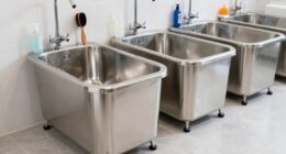 top stainless steel grooming tubs