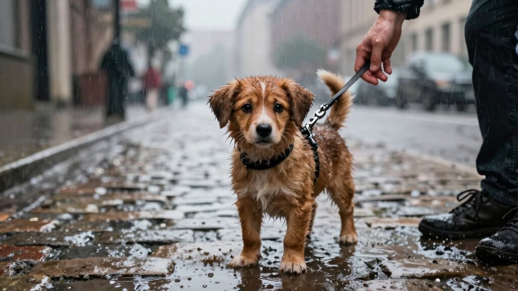 preparing puppies for rainy walks