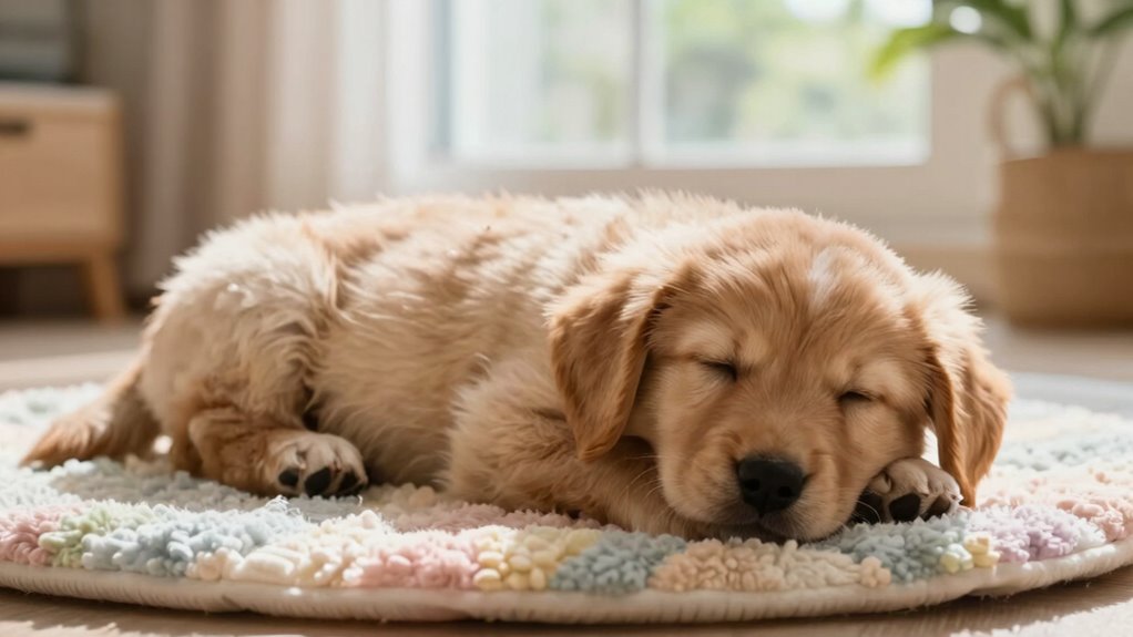 puppy relaxation on mat