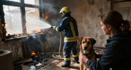 Dog Rescued From Fire In Kyiv's Podilskyi District