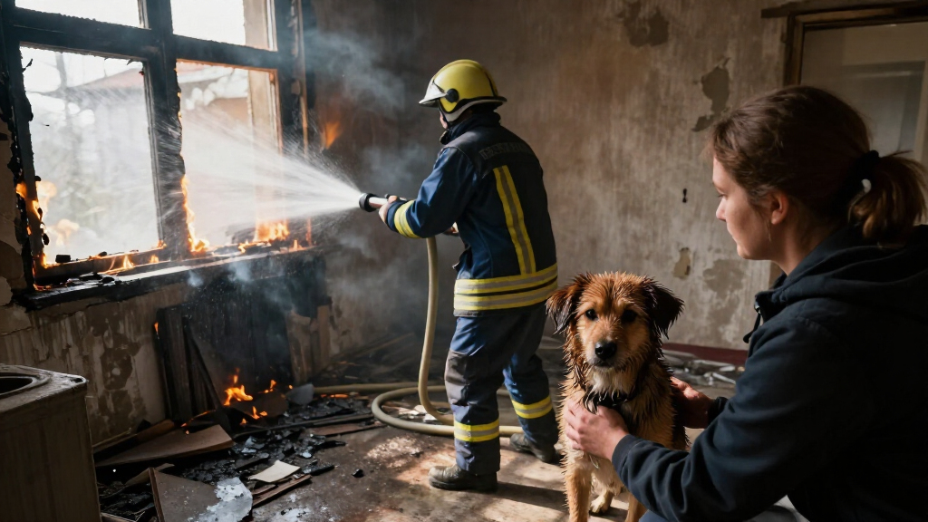 Dog Rescued From Fire In Kyiv's Podilskyi District