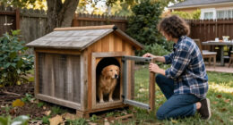 Win World Introduces Walk-In Wooden Dog House With Covered Run And Exterior Storage